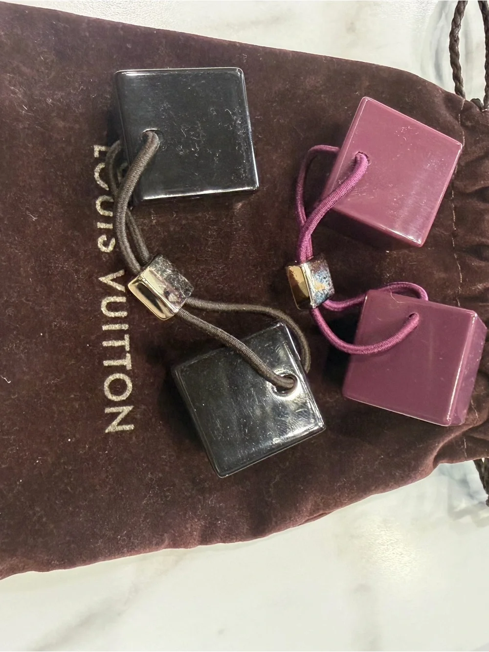 Louis Vuitton Gold-Tone Square Logo Hair Charms